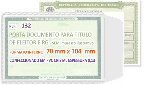 Capa Plastica Para  Rg E Eleitor  Kit Com 100 Unidades