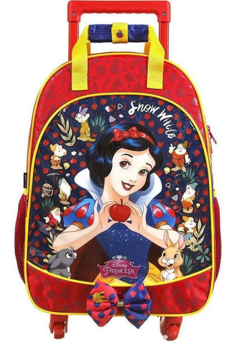 Mochila Branca De Neve Dermiwil Com Rodas - Vermelha