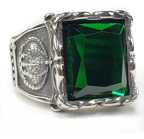 Anillo De Lujo Elegante Verde Acero Inoxidable Unisex C