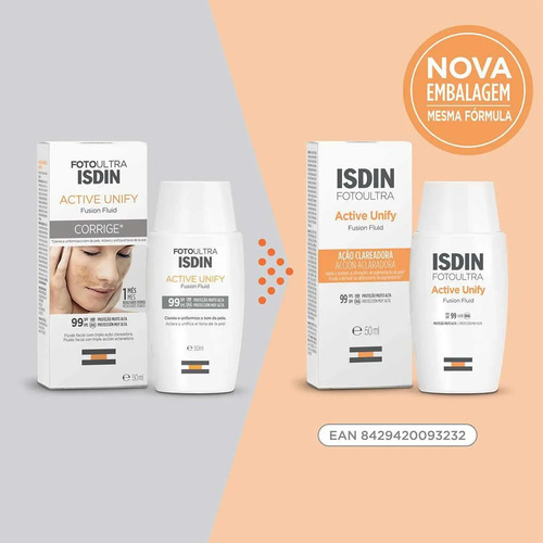 Fotoultra Isdin Active Unify Fps 99 50ml Creme Todo Tipo De Pele Dia