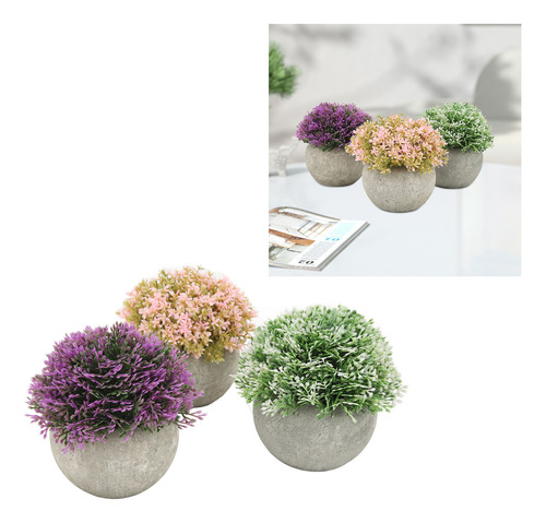 3 Plantas Artificiales Falsas Mini Plantas En Maceta