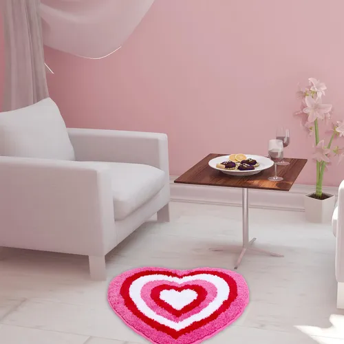 Alfombra De Baño Jarthenaamcs Con Forma De Corazón Rojo Y Ro