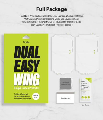Imagen 10 de 10 de Film Dual Easy Wing Samsung A51 Ringke Pack X2 Con Alas Orig