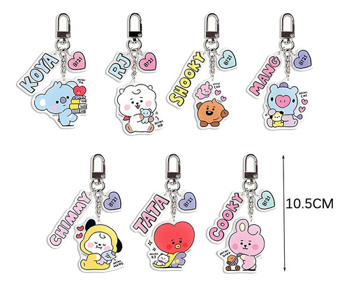 7 Llaveros De Bt21 En Acrílico Bts Kpop Rosa