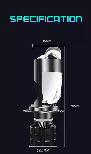 Miniproyector Led H4, Cañón Ovalado, Doble Lupa F