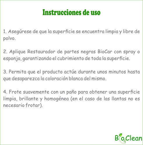 Restaurador De Partes Negras Biocar Galón