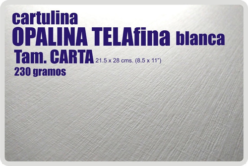 Cartulina Opalina Telafina 230 Grs. Carta 200 Hojas         