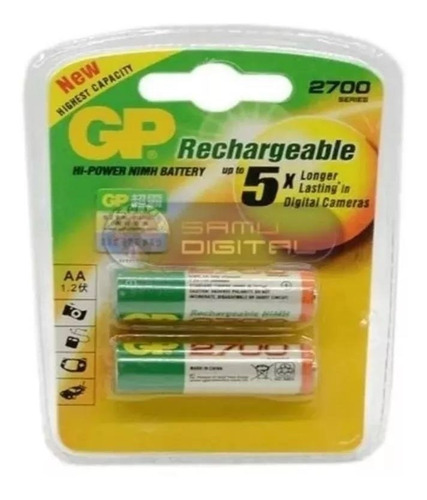 Baterías Pilas Doble Aa Recargable 2700 Mah Gp
