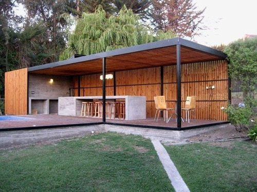 Quincho Modular Estructura Hierro Y Madera 3x3