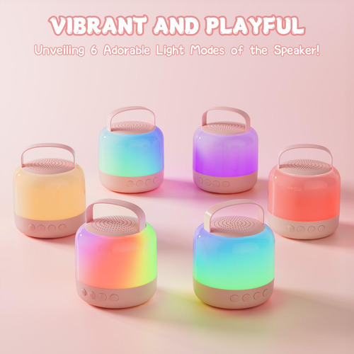 Mini Máquina De Karaoke Para Niños Con 2 Micrófonos Inalámbr Rosado