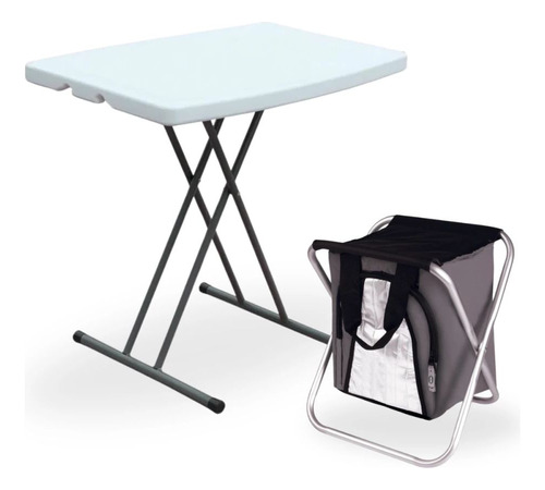 Mesa Dobrável Robust 80 Cm Camping + Banqueta Cooler 25 L