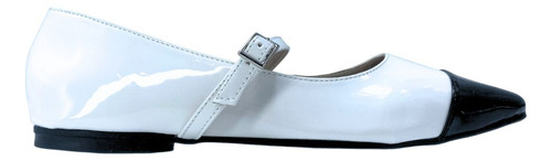 Sapatilha Feminina Casual Bicolor Com Fivela Bico Fino 183