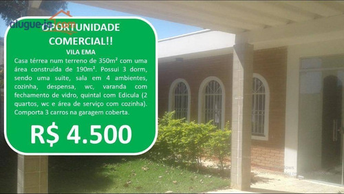 Imagem 1 de 30 de Casa Com 3 Dormitórios Para Alugar, 190 M² Por R$ 4.500,00/mês - Vila Ema - São José Dos Campos/sp - Ca2901