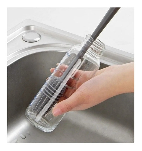 Imagem 7 de 10 de Escova De Lavar Garrafa Mamadeira Copo Taça Silicone