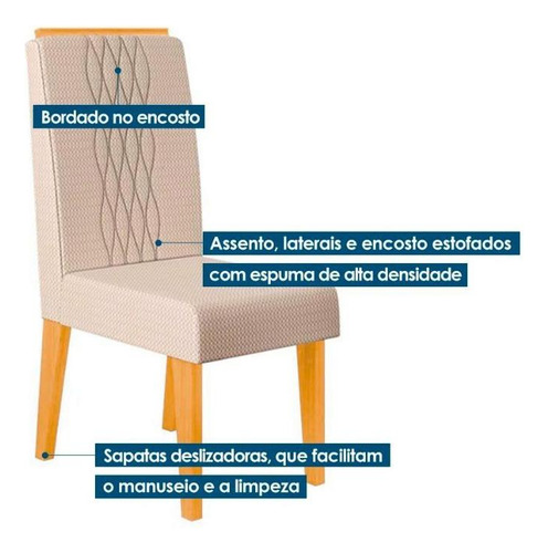 Cadeira Lia Kit 6 Un Cedro/suede Ocre-dj Móveis