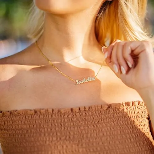 Lcherry Collar Con Nombre Personalizado Chapado En Oro Real
