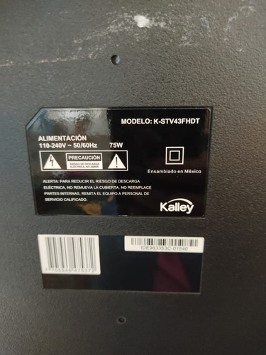 Imagen 1 de 5 de Tv Kalley 43 Smart K-stv43fhdt Para Repuesto, Pantalla Rota