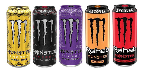 Monster Energy U Gold Black Violet Strawberry Lemonade Peach