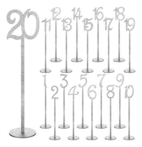 Números De Mesa, Soportes Decorativos 20 Piezas De Plata