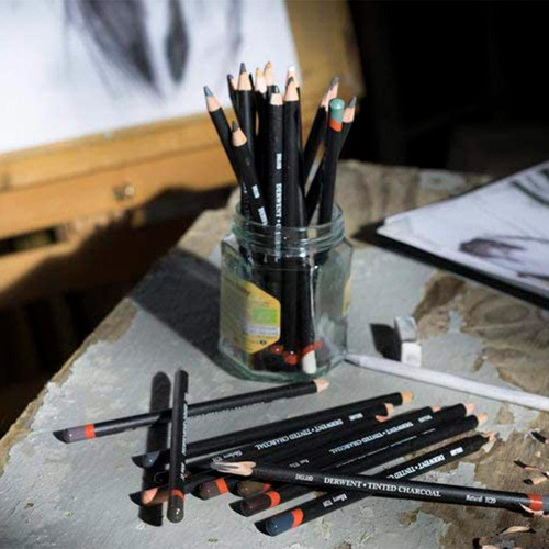 Set 6 Carboncillos De Colores Derwent Tinted Charcoal