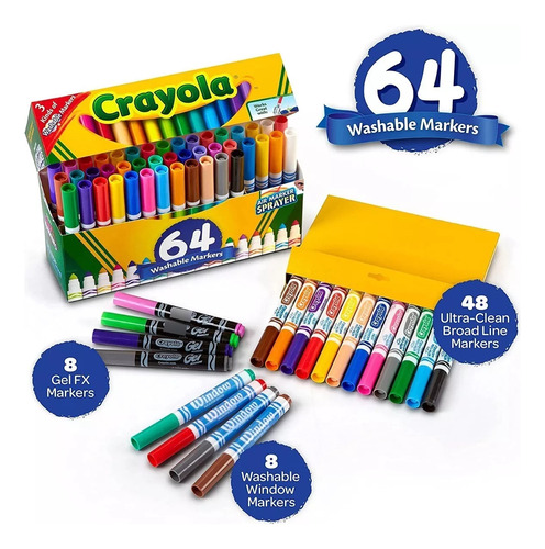 Crayola Marcadores Lavables 64 Uni Pip-squeaks Skinnies