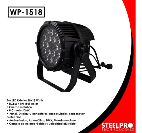 Imagen 6 de 6 de Steelpro Cañon Led Wash, Intemperie, 18x15w Rgbw 4en1 Wp1518