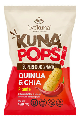 Livekuna Kuna Pops Quinoa & Chía Picante 35 G