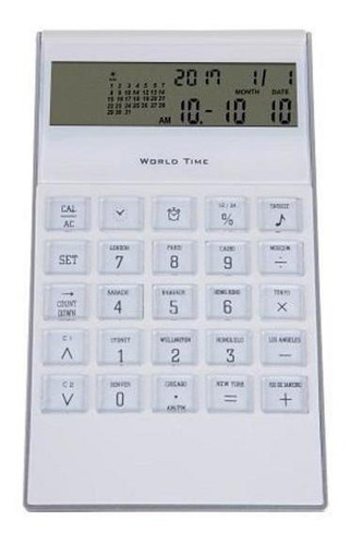 Relógio Calculadora E Calendário Herweg Branca 8506-242