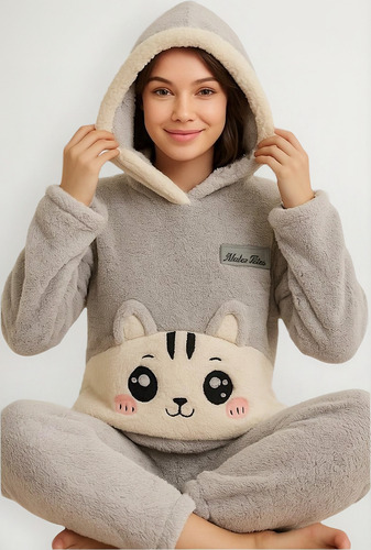 Pijama Polar Gruesa Inverno Comodidad Y Calidez Mujer