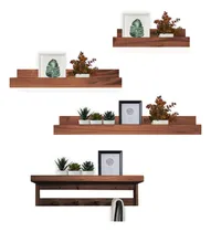 Comprar Combo 3 Repisas 1 Perchero Biblioteca Especiero Madera Color