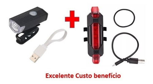 Farol Bike Led Bicicleta Dianteira Traseira- Recarregável