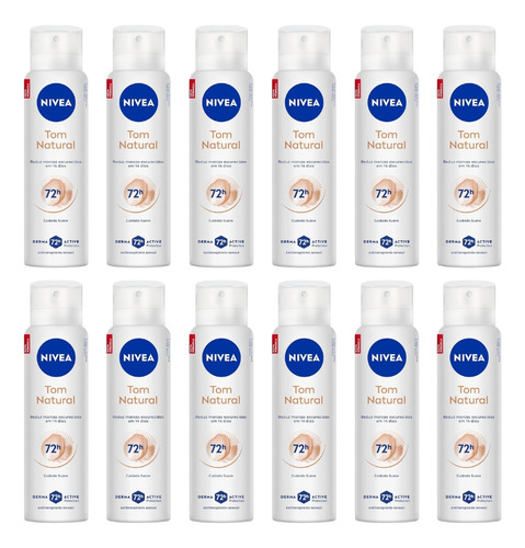 Desodorante Aero Nivea 150ml Fem Tom Natural - Kit C/ 12un
