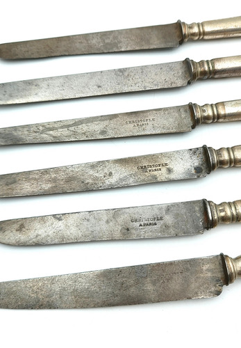 6 Cuchillos Acero Carbono Christofle Paris - Cuchilleria (Usado)