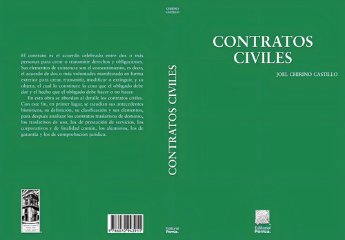 Contratos Civiles: , De Joel Chirino Castillo. Biblioteca Jurídica Editorial Porrúa, Tapa Blanda, Edición 1 En Español, 2024