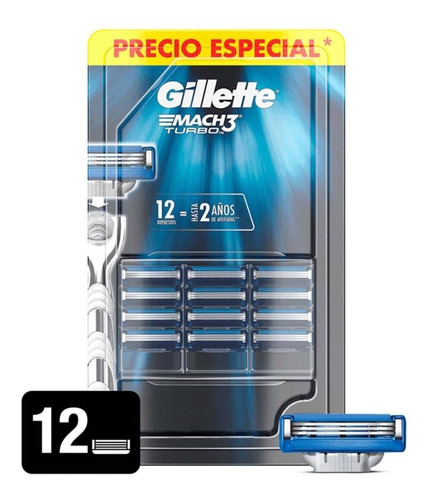 Cartuchos Para Afeitadora Gillette Mach3 Turbo Con 12 Piezas