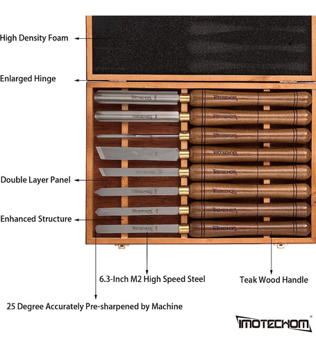 Herramientas De Torneado De Madera 8 Piezas Mango De Nogal