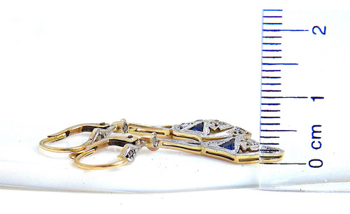 Aros Oro Pendant Art Deco Diamantes Y Zafiros Art Deco 2,7gr