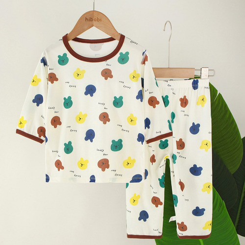 Conjunto Pijama Suave Para Niño 3-7a Con Estampado De Conejo Caqui 5-6 Años