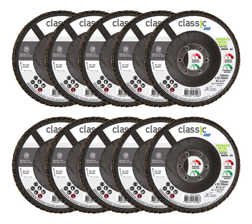 Disco Lixa Flap Grão 80 Kit 10 Peças Classic Basic Norton Cor Preto