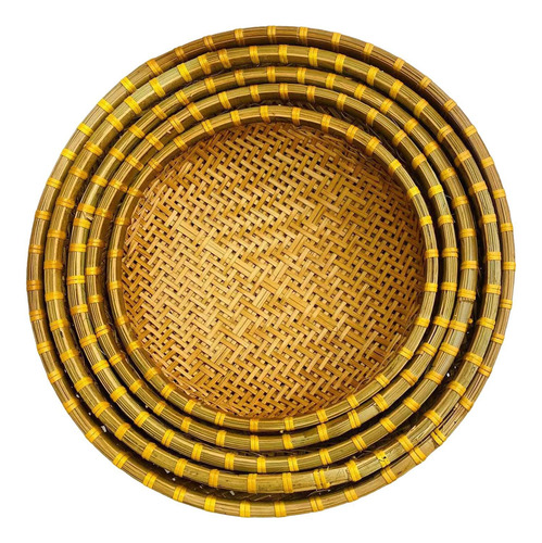 5x Cesta De Bambú, Cesta Para Servir Alimentos, Contenedor,