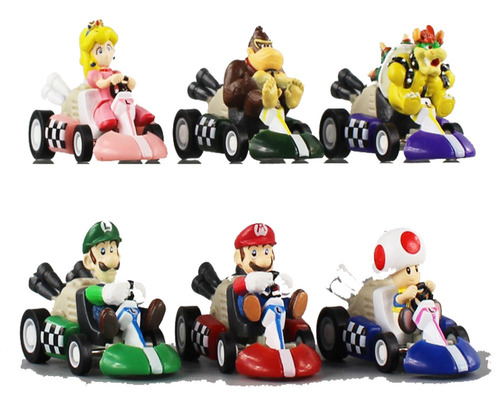 Carrito De Figuras De Super Mario Bros. Kart, 6 Unidades