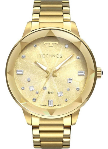 Relógio Technos Feminino Elegance Crystal 2039ce/4x Cor da correia Dourado Cor do bisel Dourado Cor do fundo Dourado