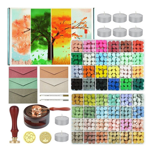 Wax Seal Stamp Kit With Gift Box,48 Color 1200 Pcs Wax Seal