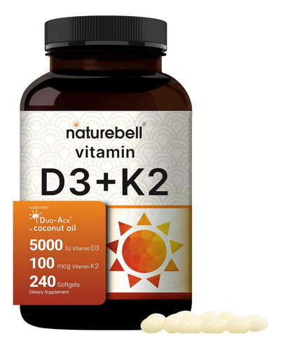 Vitamina D3 5000iu + Vitamina K2 100mcg Mk7 Americana D3k2