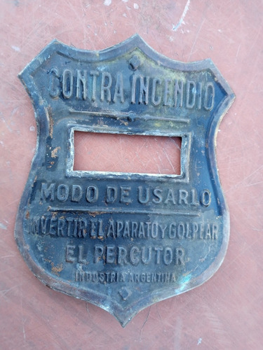 Antigua Placa Para Matafuego Contra Incendio En Bronce