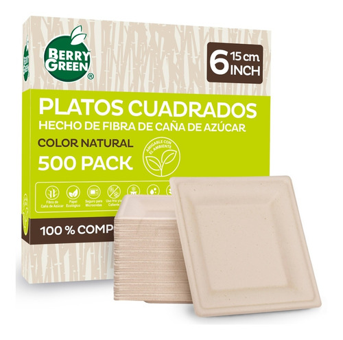 500 Platos Desechables Cuadrados Chicos Resistentes 6x6''