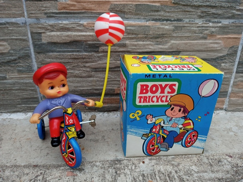 Antiguo Triciclo Boys Tricycle De Chapa A Cuerda,impecable