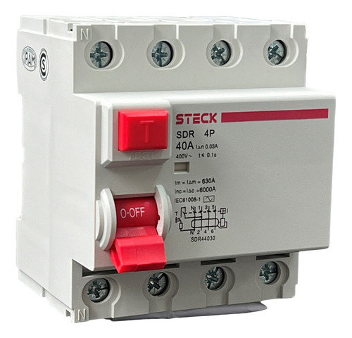 Interruptor Diferencial Residual 4P 40A 30MA Steck SDR44030
