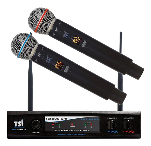 Microfones TSI 900-UHF Dinâmico Supercardióide cor preto