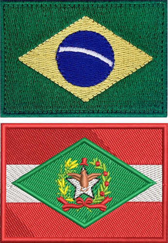 Imagem 1 de 1 de Kit 2pç Bandeira Brasil Santa Catarina Moto Militar Ban104